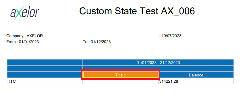 1.5. Once you've clicked on the table containing one line and one
column of the example described when printing, you'll notice that
Heading 1 is differentiated by a different color, as the column style
has been set as “highlighted”.